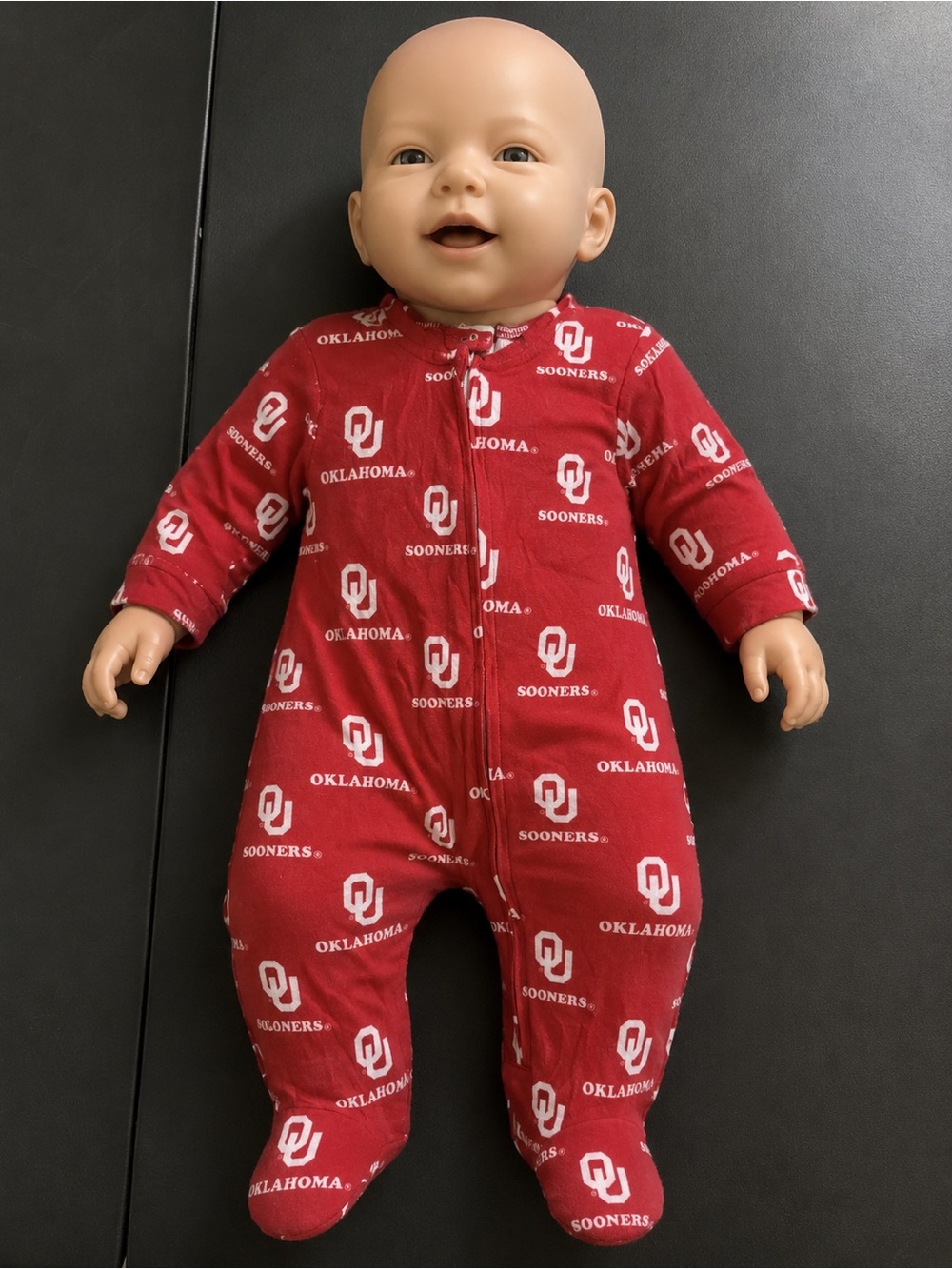 Oklahoma Sooners Red Baby Footed One-Piece Pajamas with Team Logo